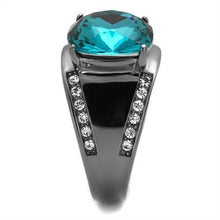 Load image into Gallery viewer, TK2678 - IP Light Black  (IP Gun) Stainless Steel Ring with Top Grade Crystal  in Blue Zircon