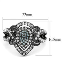 Load image into Gallery viewer, TK2679 - IP Light Black  (IP Gun) Stainless Steel Ring with Top Grade Crystal  in Multi Color