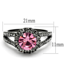 Load image into Gallery viewer, TK2680 - IP Light Black  (IP Gun) Stainless Steel Ring with Top Grade Crystal  in Light Rose