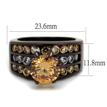 Load image into Gallery viewer, TK2681 - IP Dark Brown (IP coffee) Stainless Steel Ring with AAA Grade CZ  in Champagne