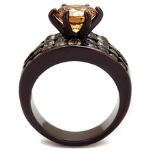 Load image into Gallery viewer, TK2681 - IP Dark Brown (IP coffee) Stainless Steel Ring with AAA Grade CZ  in Champagne