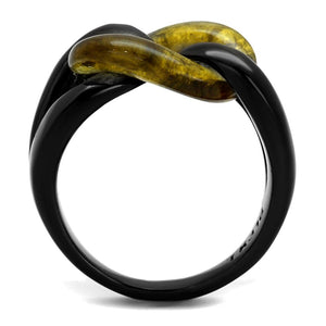 TK2682 - IP Black(Ion Plating) Stainless Steel Ring with Synthetic Synthetic Stone in Topaz