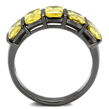 Load image into Gallery viewer, TK2683 - IP Light Black  (IP Gun) Stainless Steel Ring with AAA Grade CZ  in Topaz