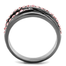 Load image into Gallery viewer, TK2688 - IP Light Black  (IP Gun) Stainless Steel Ring with Top Grade Crystal  in Light Peach