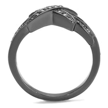 Load image into Gallery viewer, TK2689 - IP Light Black  (IP Gun) Stainless Steel Ring with AAA Grade CZ  in Clear