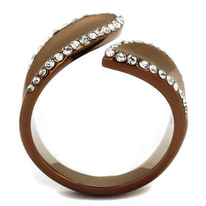 TK2691 - IP Coffee light Stainless Steel Ring with Top Grade Crystal  in Clear