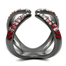 Load image into Gallery viewer, TK2696 - IP Light Black  (IP Gun) Stainless Steel Ring with Top Grade Crystal  in Multi Color