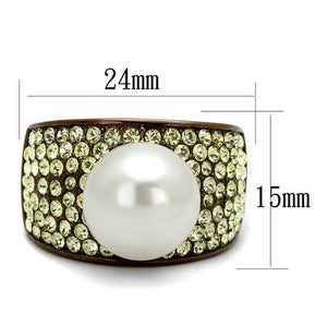 TK2715 - IP Coffee light Stainless Steel Ring with Synthetic Pearl in White