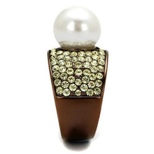 Load image into Gallery viewer, TK2715 - IP Coffee light Stainless Steel Ring with Synthetic Pearl in White