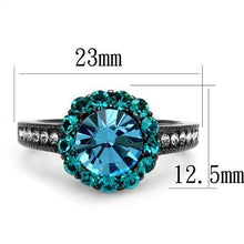 Load image into Gallery viewer, TK2716 - IP Light Black  (IP Gun) Stainless Steel Ring with Top Grade Crystal  in Sea Blue