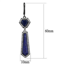 Load image into Gallery viewer, TK2723 - IP Light Black  (IP Gun) Stainless Steel Earrings with Precious Stone Lapis in Montana