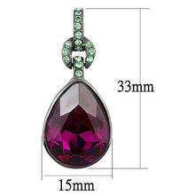 Load image into Gallery viewer, TK2726 - IP Light Black  (IP Gun) Stainless Steel Earrings with Top Grade Crystal  in Fuchsia
