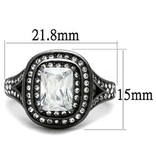 Load image into Gallery viewer, TK2731 - IP Light Black  (IP Gun) Stainless Steel Ring with AAA Grade CZ  in Clear