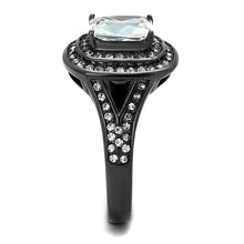 Load image into Gallery viewer, TK2731 - IP Light Black  (IP Gun) Stainless Steel Ring with AAA Grade CZ  in Clear