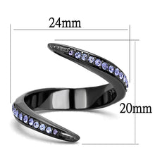 Load image into Gallery viewer, TK2732 - IP Light Black  (IP Gun) Stainless Steel Ring with Top Grade Crystal  in Tanzanite