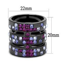 Load image into Gallery viewer, TK2734 - IP Light Black  (IP Gun) Stainless Steel Ring with Top Grade Crystal  in Multi Color