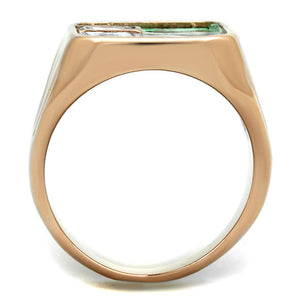 TK2737 - IP Rose Gold(Ion Plating) Stainless Steel Ring with Leather  in Multi Color