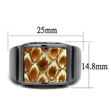 Load image into Gallery viewer, TK2738 - IP Light Black  (IP Gun) Stainless Steel Ring with Leather  in Brown