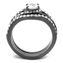 Load image into Gallery viewer, TK2739 - IP Light Black  (IP Gun) Stainless Steel Ring with AAA Grade CZ  in Clear