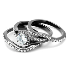 Load image into Gallery viewer, TK2739 - IP Light Black  (IP Gun) Stainless Steel Ring with AAA Grade CZ  in Clear