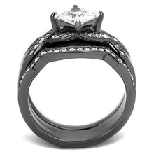 Load image into Gallery viewer, TK2741 - IP Light Black  (IP Gun) Stainless Steel Ring with AAA Grade CZ  in Clear