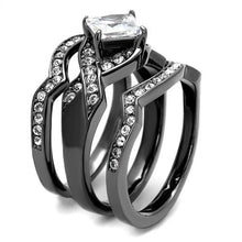 Load image into Gallery viewer, TK2741 - IP Light Black  (IP Gun) Stainless Steel Ring with AAA Grade CZ  in Clear
