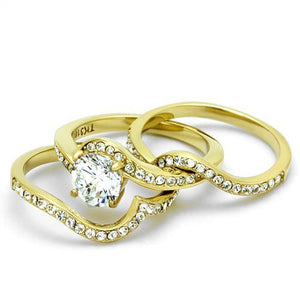 TK2742 - IP Gold(Ion Plating) Stainless Steel Ring with AAA Grade CZ  in Clear