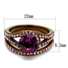 Load image into Gallery viewer, TK2745 - IP Coffee light Stainless Steel Ring with Top Grade Crystal  in Amethyst