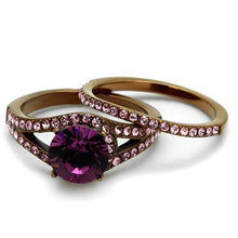 Load image into Gallery viewer, TK2745 - IP Coffee light Stainless Steel Ring with Top Grade Crystal  in Amethyst