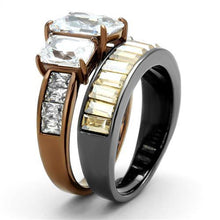 Load image into Gallery viewer, TK2747 - IP Light Black &amp; IP Light coffee Stainless Steel Ring with AAA Grade CZ  in Clear