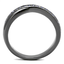 Load image into Gallery viewer, TK2750 - IP Light Black  (IP Gun) Stainless Steel Ring with Top Grade Crystal  in Tanzanite