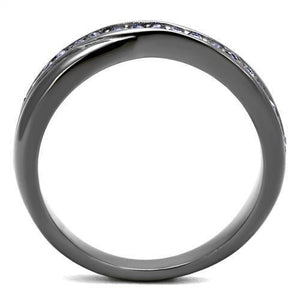 TK2750 - IP Light Black  (IP Gun) Stainless Steel Ring with Top Grade Crystal  in Tanzanite