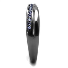 Load image into Gallery viewer, TK2750 - IP Light Black  (IP Gun) Stainless Steel Ring with Top Grade Crystal  in Tanzanite