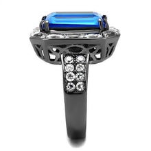 Load image into Gallery viewer, TK2758 - IP Light Black  (IP Gun) Stainless Steel Ring with Top Grade Crystal  in Capri Blue
