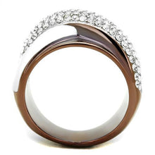 Load image into Gallery viewer, TK2765 - Two Tone IP Light Brown (IP Light coffee) Stainless Steel Ring with Top Grade Crystal  in Clear
