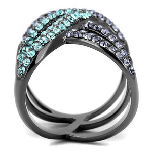 TK2766 - IP Light Black  (IP Gun) Stainless Steel Ring with Top Grade Crystal  in Multi Color