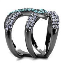 Load image into Gallery viewer, TK2766 - IP Light Black  (IP Gun) Stainless Steel Ring with Top Grade Crystal  in Multi Color