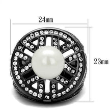 Load image into Gallery viewer, TK2771 - IP Light Black  (IP Gun) Stainless Steel Ring with Synthetic Pearl in White