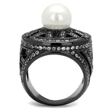 Load image into Gallery viewer, TK2771 - IP Light Black  (IP Gun) Stainless Steel Ring with Synthetic Pearl in White