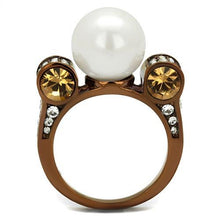 Load image into Gallery viewer, TK2774 - IP Coffee light Stainless Steel Ring with Synthetic Pearl in White