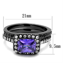 Load image into Gallery viewer, TK2778 - IP Light Black  (IP Gun) Stainless Steel Ring with AAA Grade CZ  in Tanzanite