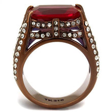 Load image into Gallery viewer, TK2779 - IP Coffee light Stainless Steel Ring with Synthetic Synthetic Glass in Garnet