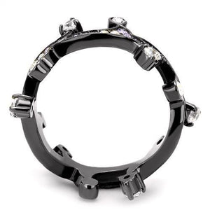 TK2780 - IP Light Black  (IP Gun) Stainless Steel Ring with AAA Grade CZ  in Clear