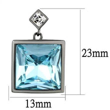 Load image into Gallery viewer, TK2788 - IP Light Black  (IP Gun) Stainless Steel Earrings with Top Grade Crystal  in Sea Blue