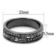 Load image into Gallery viewer, TK2799 - IP Light Black  (IP Gun) Stainless Steel Ring with Top Grade Crystal  in Black Diamond