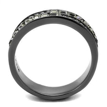 Load image into Gallery viewer, TK2799 - IP Light Black  (IP Gun) Stainless Steel Ring with Top Grade Crystal  in Black Diamond