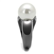 Load image into Gallery viewer, TK2800 - IP Light Black  (IP Gun) Stainless Steel Ring with Synthetic Pearl in White