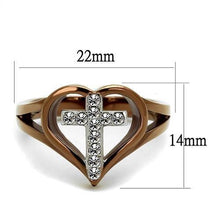 Load image into Gallery viewer, TK2802 - Two Tone IP Light Brown (IP Light coffee) Stainless Steel Ring with Top Grade Crystal  in Clear