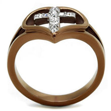 Load image into Gallery viewer, TK2802 - Two Tone IP Light Brown (IP Light coffee) Stainless Steel Ring with Top Grade Crystal  in Clear