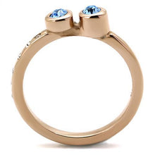 Load image into Gallery viewer, TK2807 - IP Rose Gold(Ion Plating) Stainless Steel Ring with Top Grade Crystal  in Sea Blue